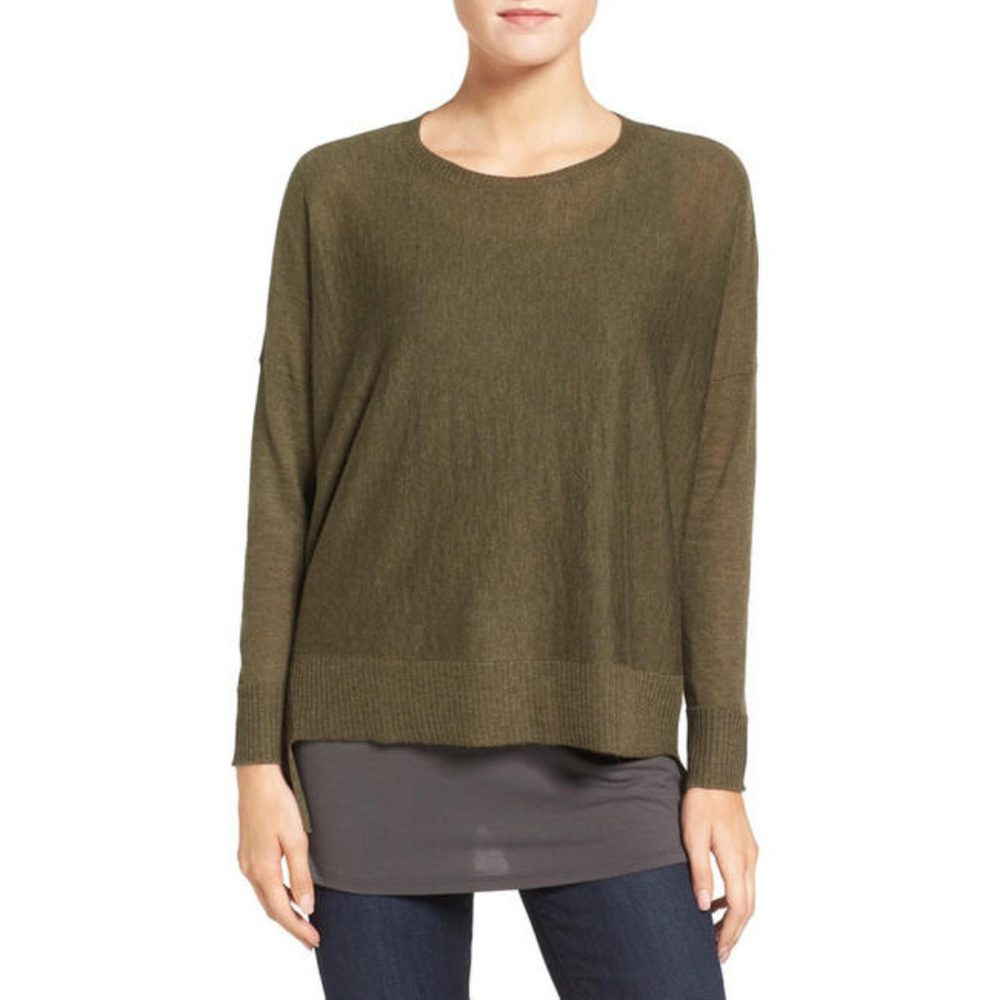 Eileen Fisher alpaca tencel hi-low boxy sweater - Picture 2 of 6